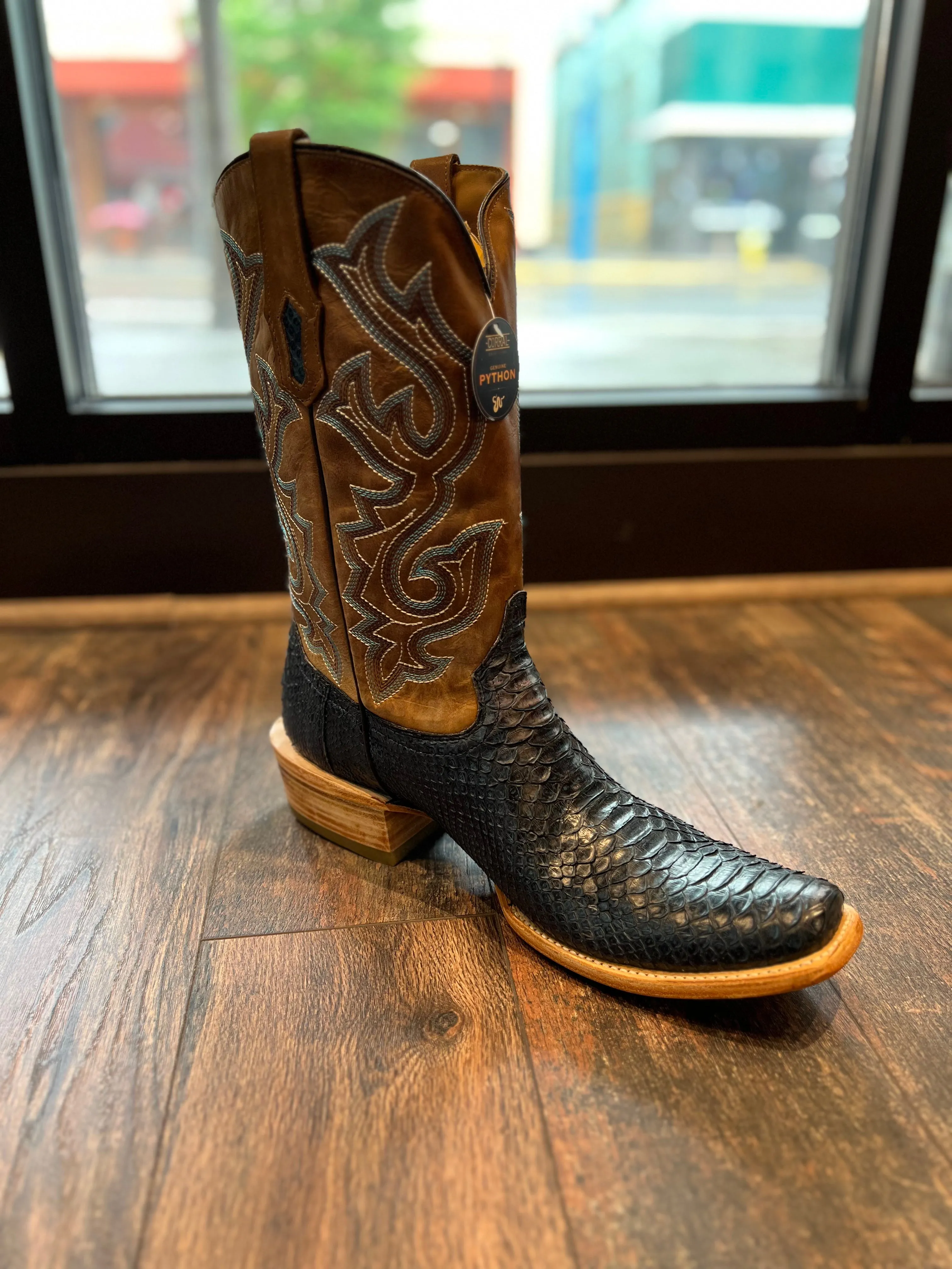 Mens Blue-Brown Python Boot Best Law Enforcement Boots
