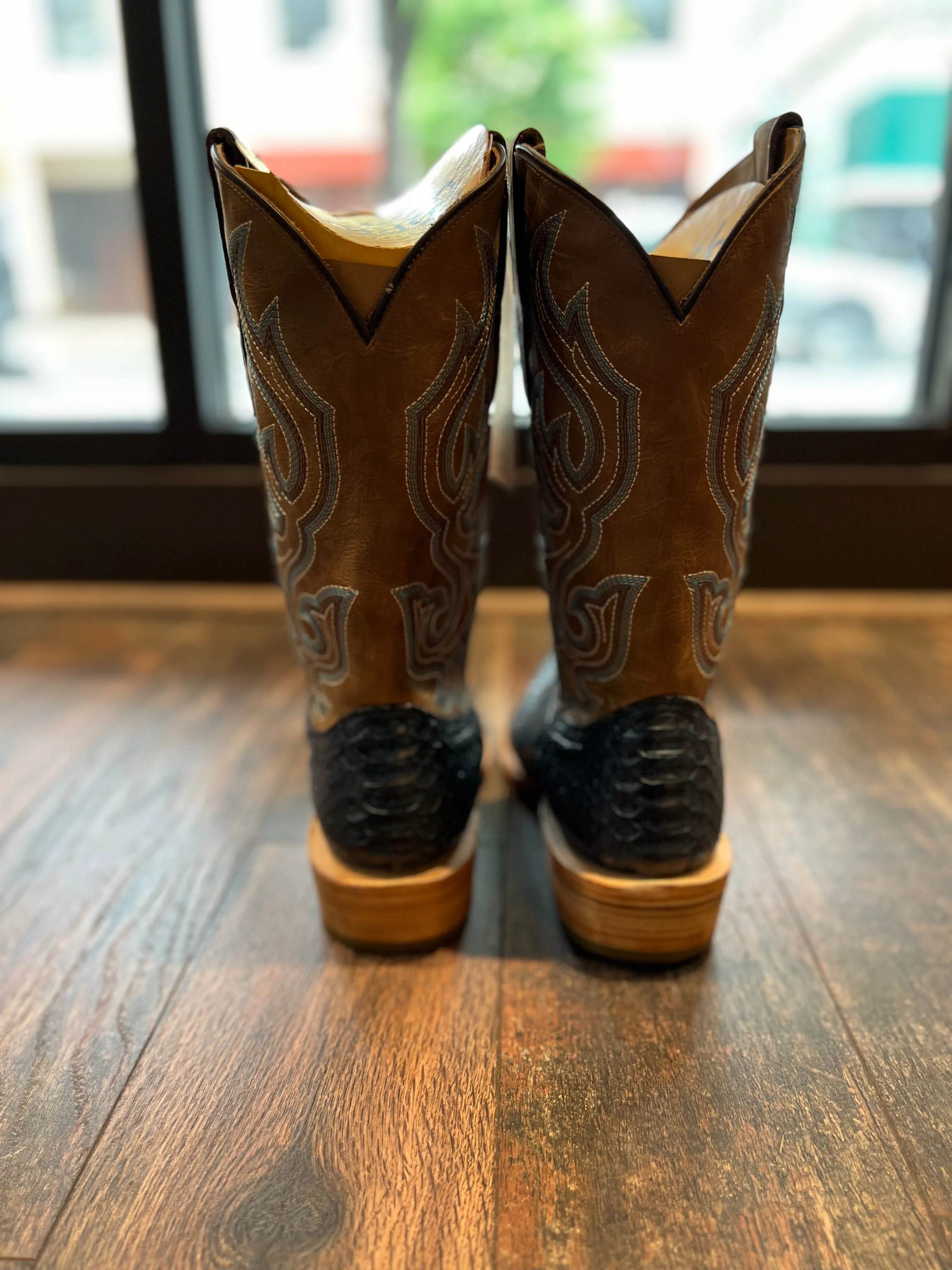 Mens Blue-Brown Python Boot Best Mens Work Boots