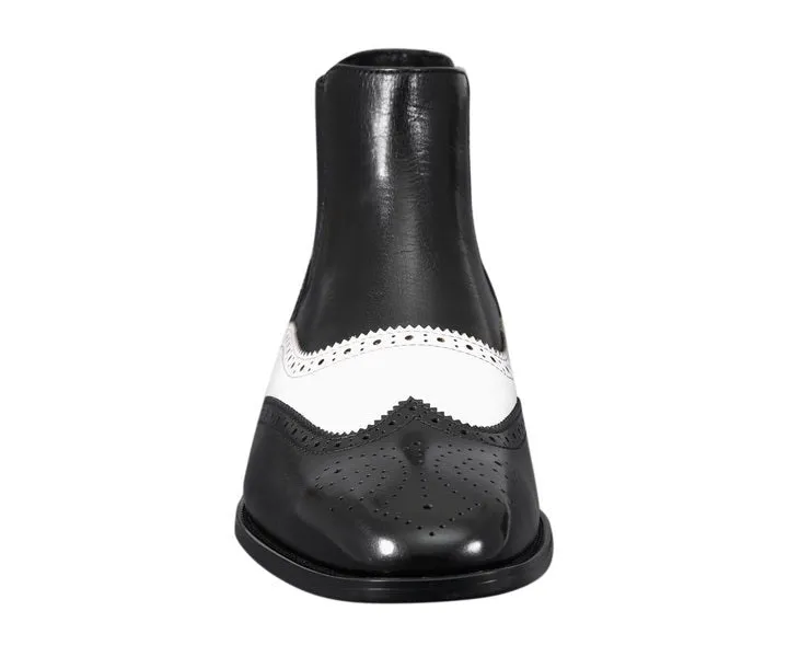Silver Dress Boots Men's Dress Boots-AG2632 Black & White