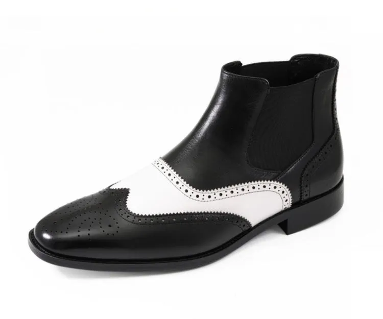 Stylish Dress Boots Men's Dress Boots-AG2632 Black & White