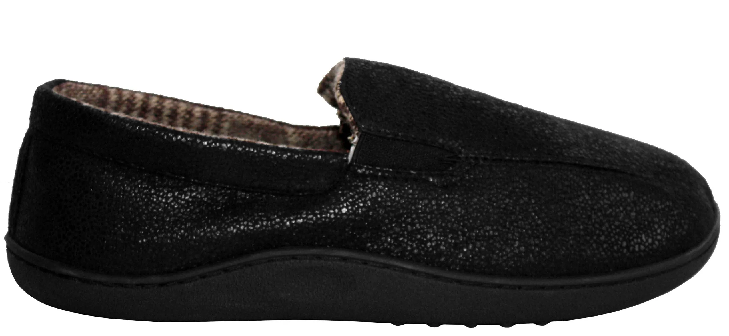 Mens Gents Lightweight Twin Elastic Gusset Slip On Padded Comfort Warm Hard Sole Slippers House Shoes BLACK UK9 Rudolph Slippers