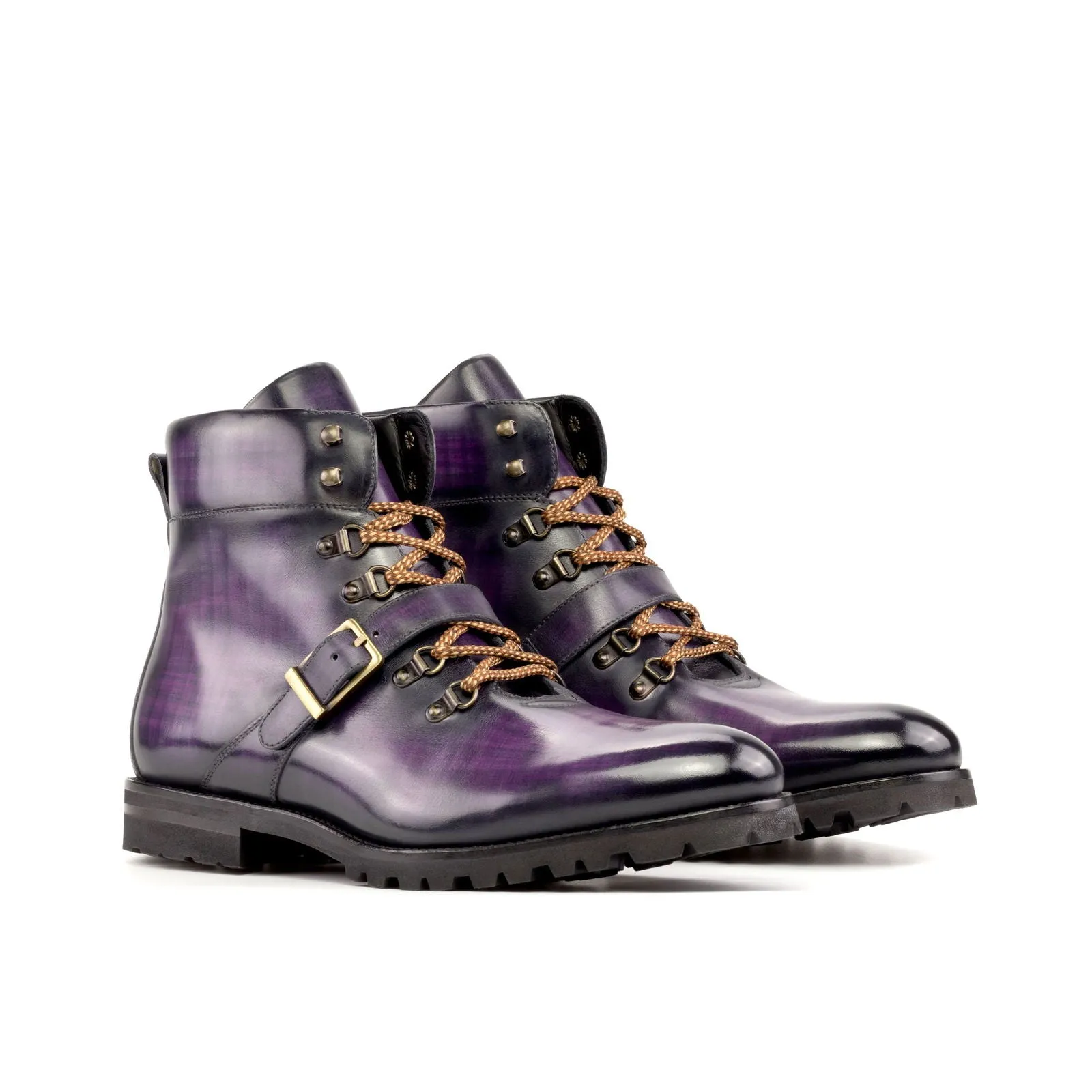 Men's Hiking Boots Patina Wide Plus Size Violet 5213 Hiking Shoes Without Laces