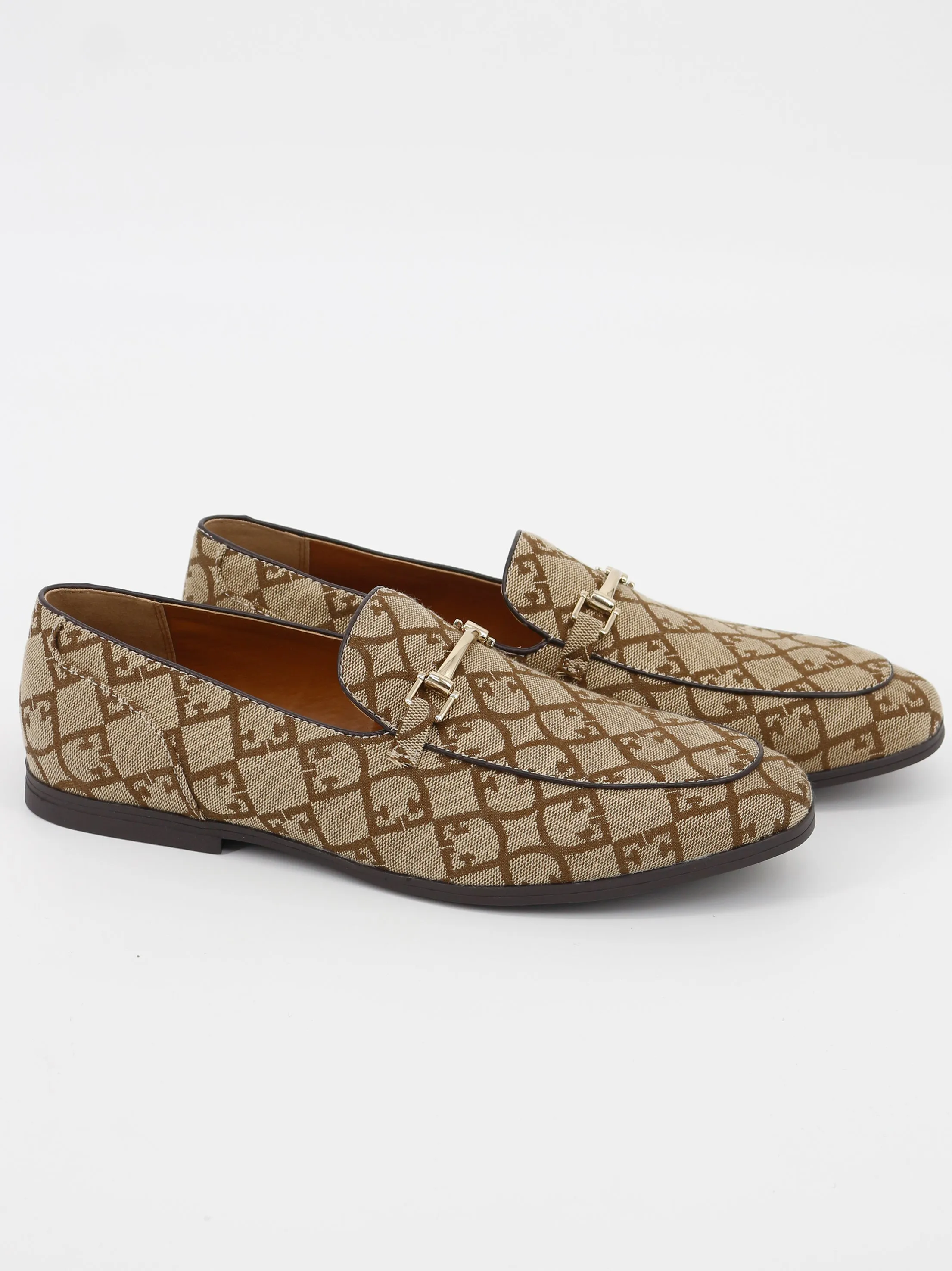 Men's Jacquard Loafers,Beige Suit And Casual Shoes