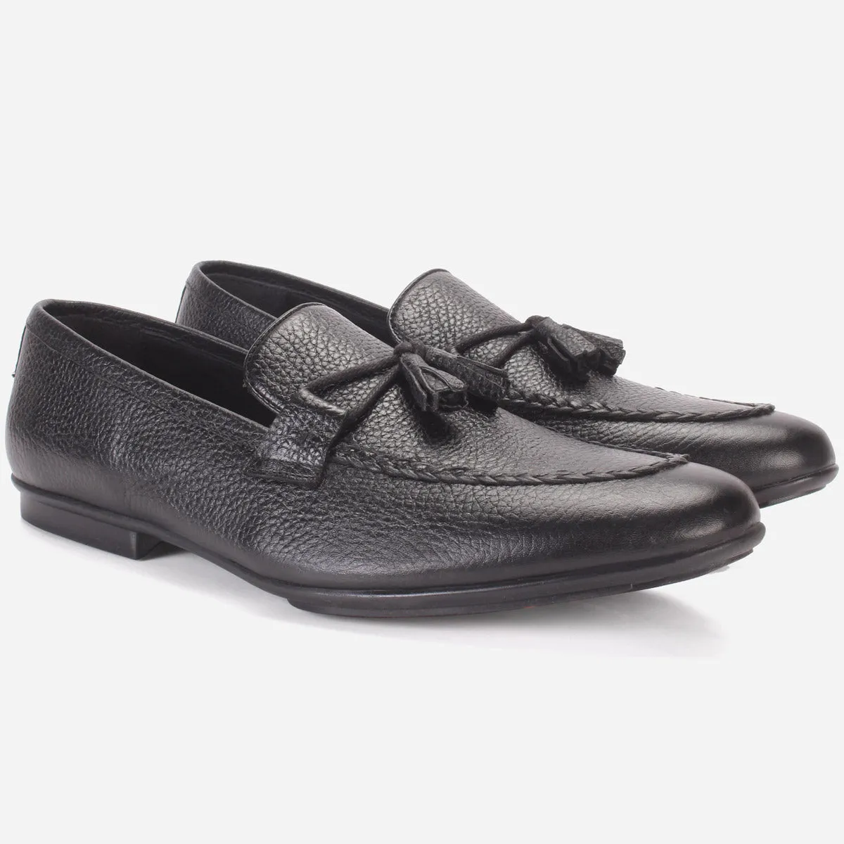 Flat Shoes With Elastic Mens "ENDSON" Leather Formal Slip-on Dress Shoes