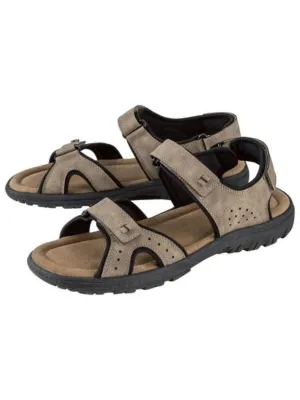 Men's Soft Suede Velcro Sandals,Greige Casual Shoes Polo