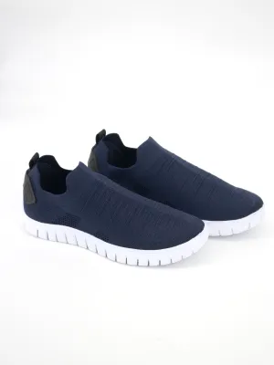 Chan Stretch Casual Shoes Men's Textured Slip On Shoes,Navy