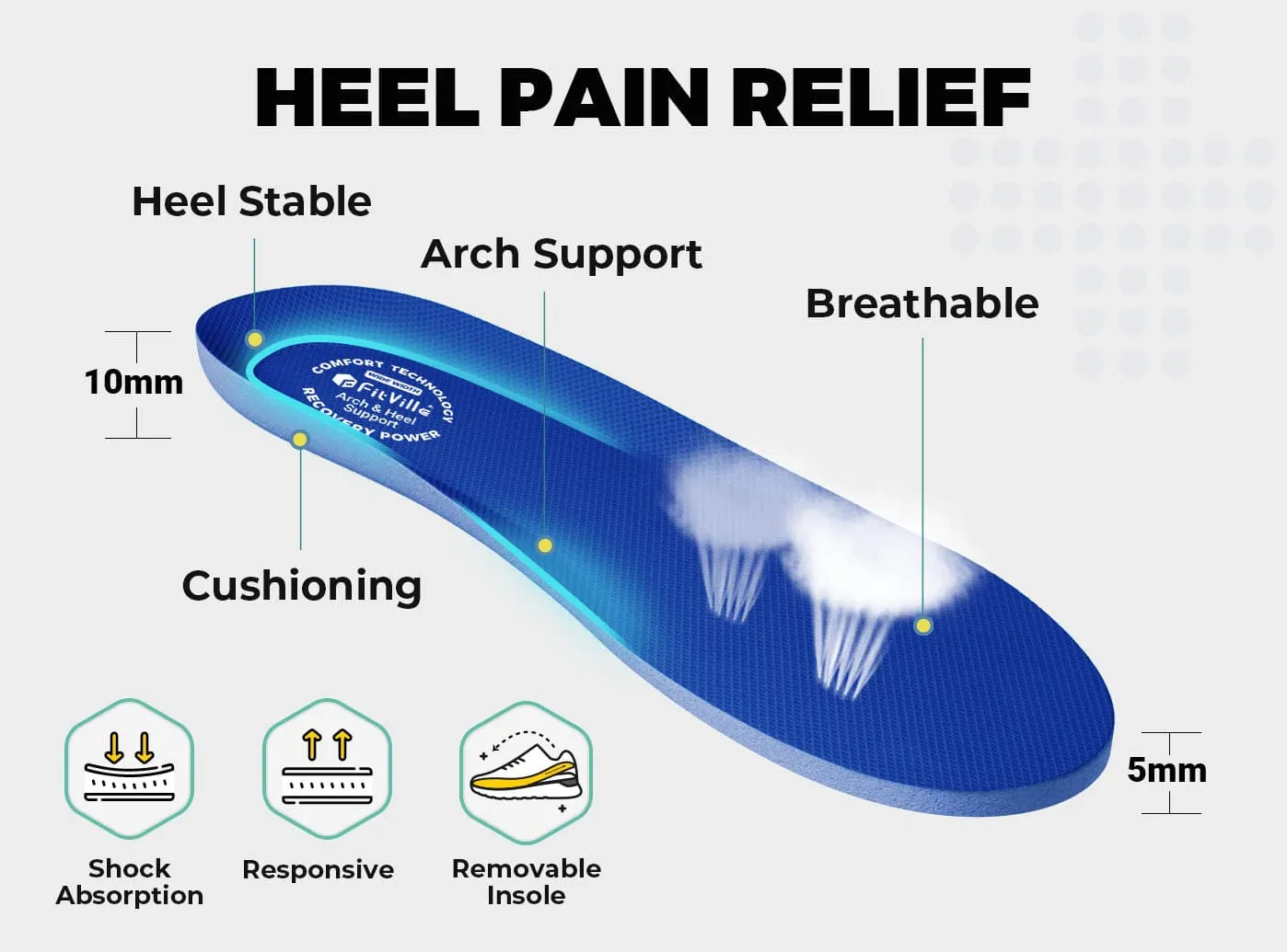 FitVille Men's Rebound Core Walking Shoes V10 Walking Shoes For With Feet