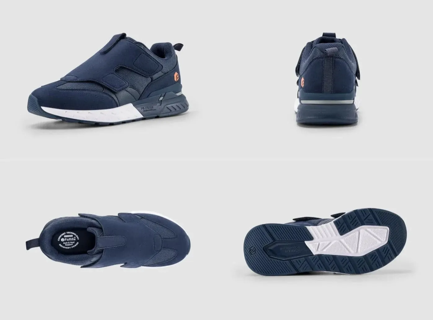 Spirit Easy Flat Shoes FitVille Men's Rebound Core Walking Shoes V10