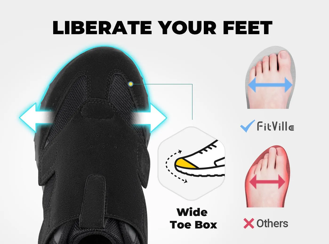 FitVille Men's Rebound Core Walking Shoes V10 Flat Slingback Shoes Wide Fit