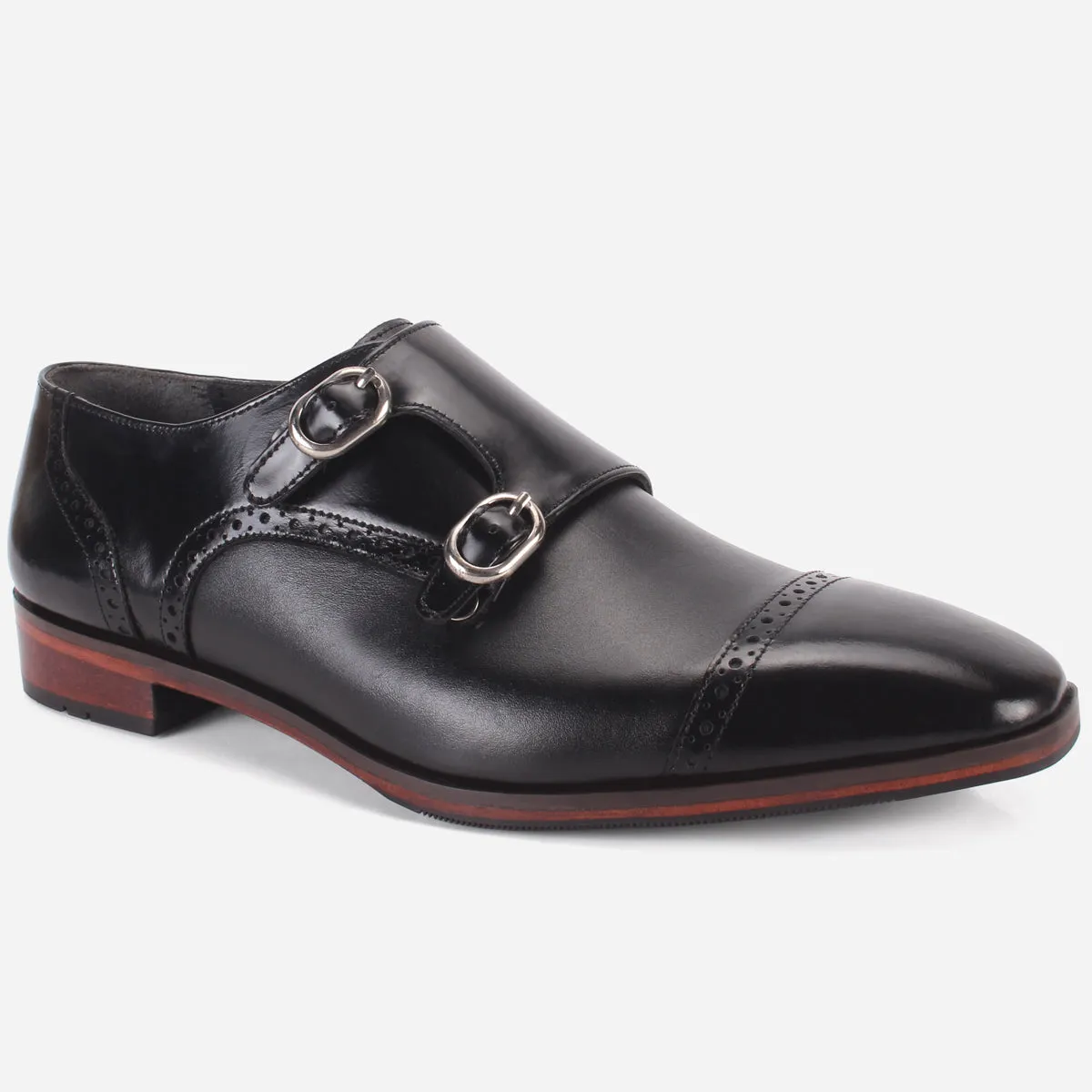 Clear Flat Jelly Shoes Mens "BLAISE" Double Tone Monk Strap Shoes
