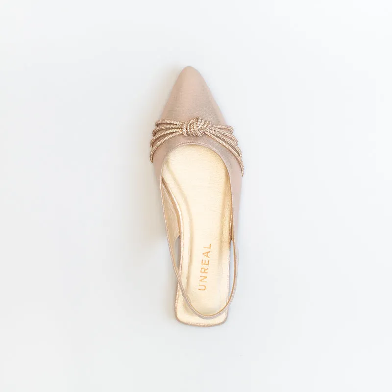 Unreal Women Pointy Sling Back With Diamante Knot _ 150819 Flat Wide Width Wedding Shoes