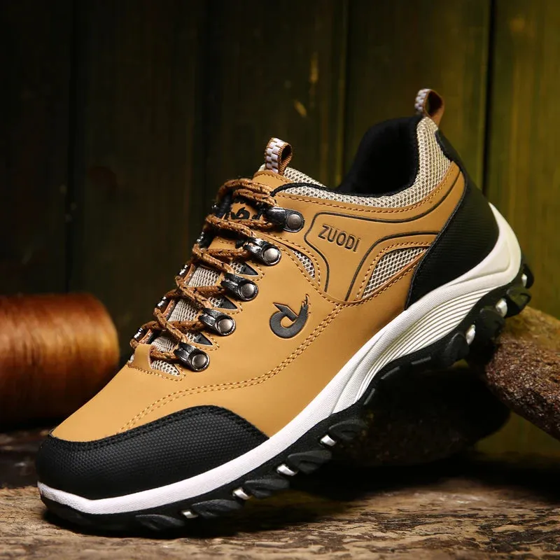 Best Hiking Shoes For Guys Men's Hiking Shoes Waterproof Leather Outdoor PU Shoes Wear-resistant Men Trekking Walking Hunting Tactical Sneakers