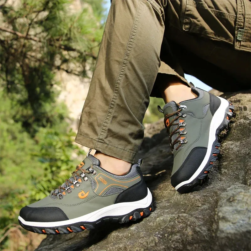 Fast Hiking Shoes Men's Hiking Shoes Waterproof Leather Outdoor PU Shoes Wear-resistant Men Trekking Walking Hunting Tactical Sneakers