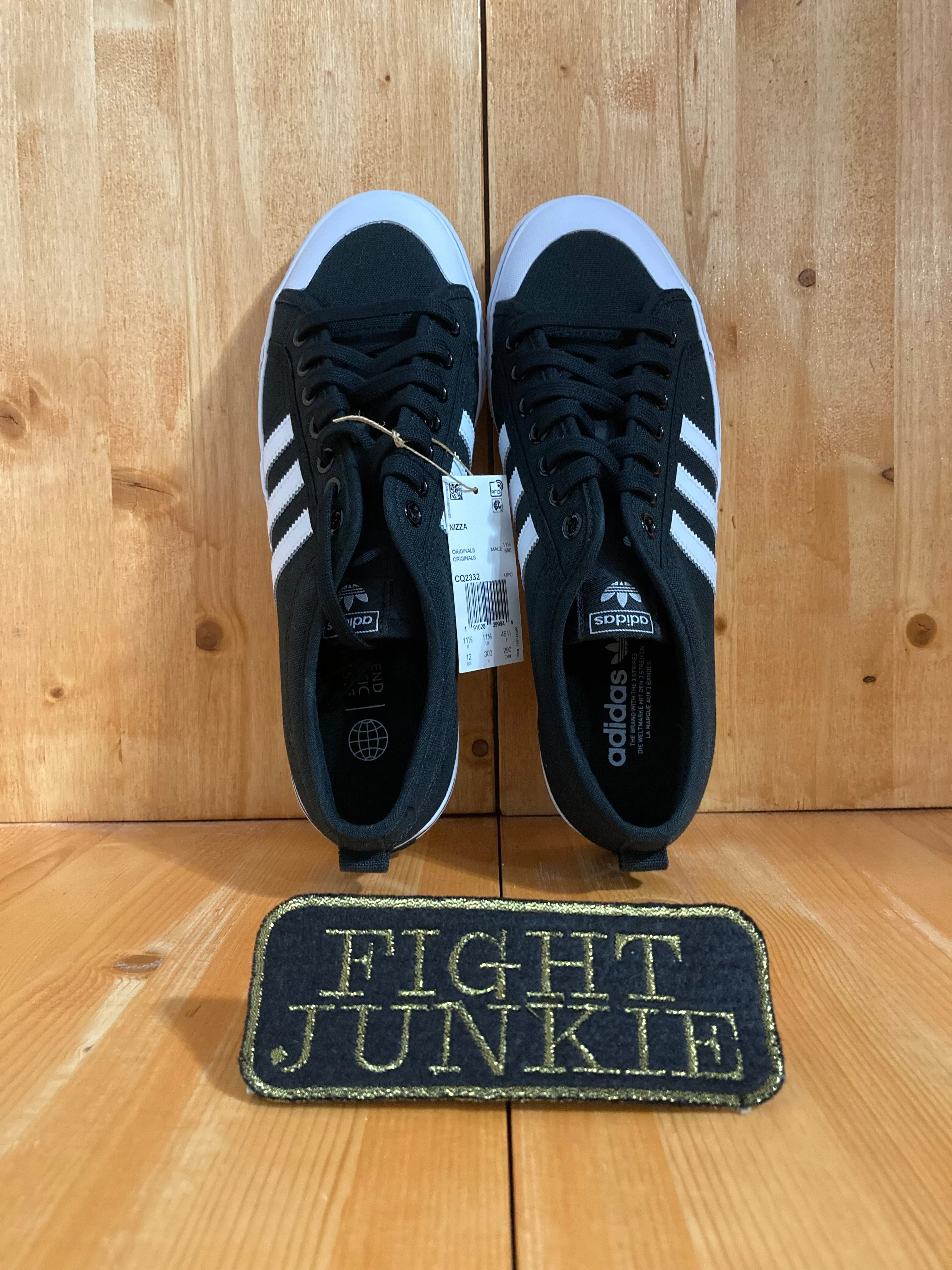 NEW! ADIDAS NIZZA Men Size 12 Shoes Sneakers Black & White CQ2332 Lifting Shoes Adidas