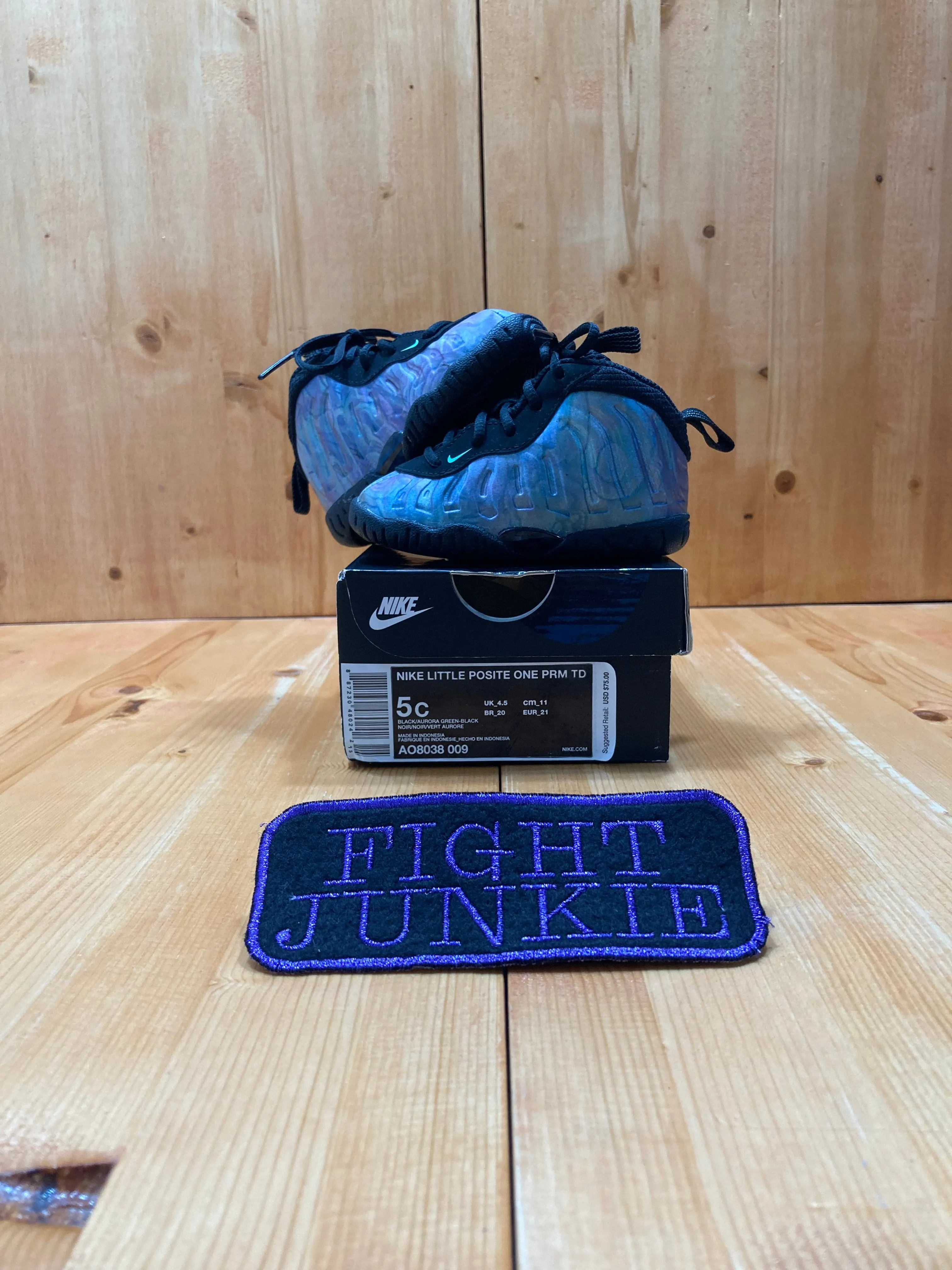 NEW! HTF RARE NIKE LITTLE POSITE ONE PRM TD ABALONE Kids Toddler Size 5C Shoes Sneakers Black Aurora AO8038-009 Asics Metafuji Trail Running Shoes