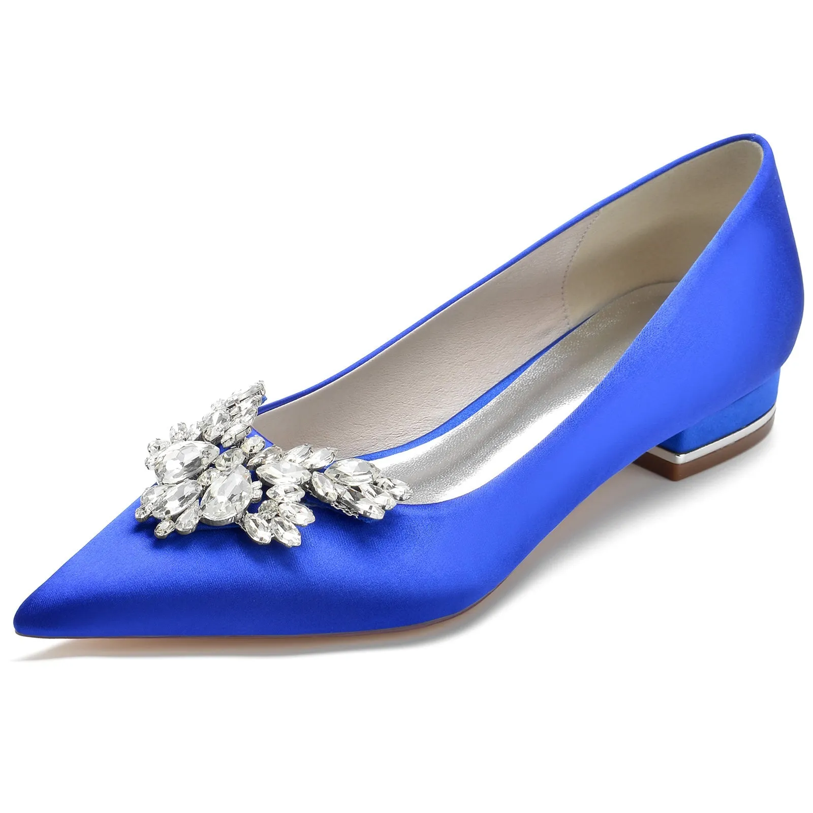 Arch Shoes For Flat Feet Women's Silk Satin With Rhinestone Closed Toe Flat Heel Party Shoes