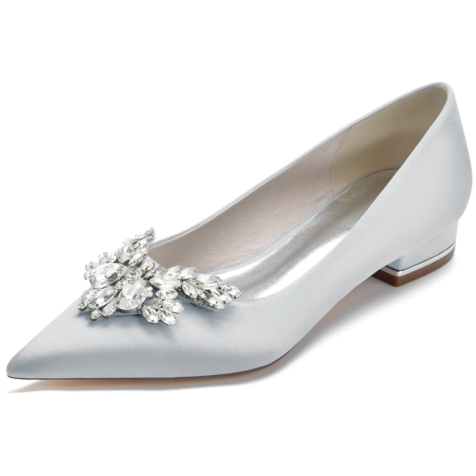 Sensible Flat Shoes Women's Silk Satin With Rhinestone Closed Toe Flat Heel Party Shoes