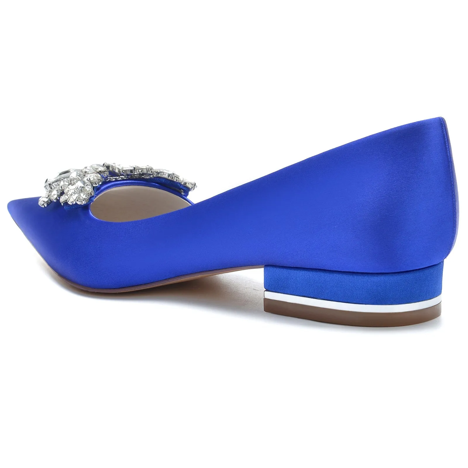 Women's Silk Satin With Rhinestone Closed Toe Flat Heel Party Shoes Good Support Shoes