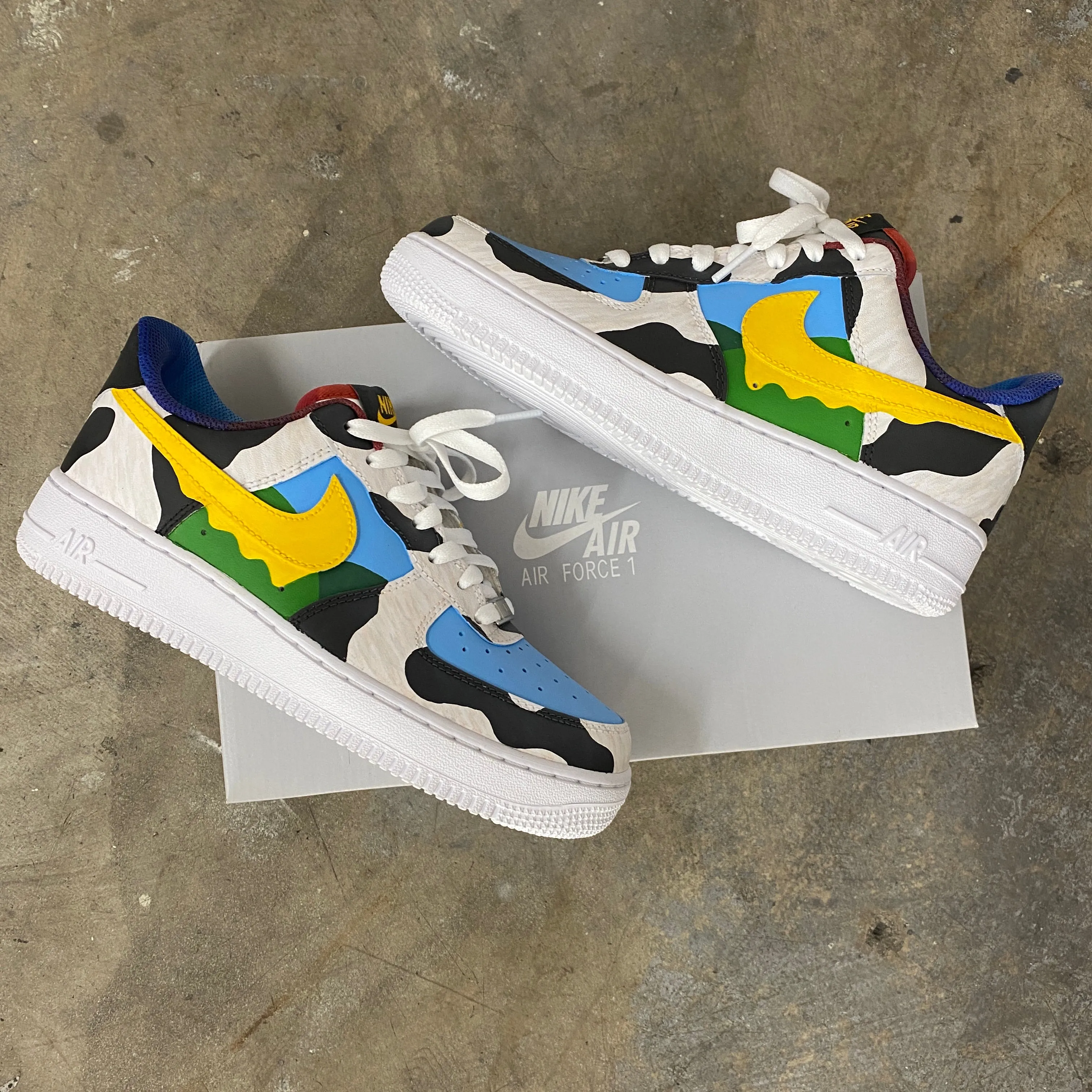 Nike Chunky Dunky Ben and Jerry Custom Hand Painted Air Force 1s Asic Tennis Court Shoes