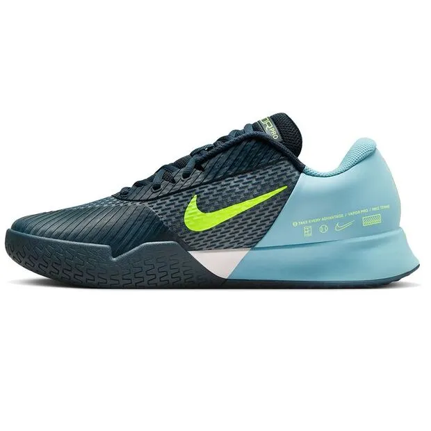 Nike Mens Air Zoom Vapor Pro 2 Clay Tennis Shoes Armory Navy and Volt Asics Gel Nimbus 22 Running Shoes