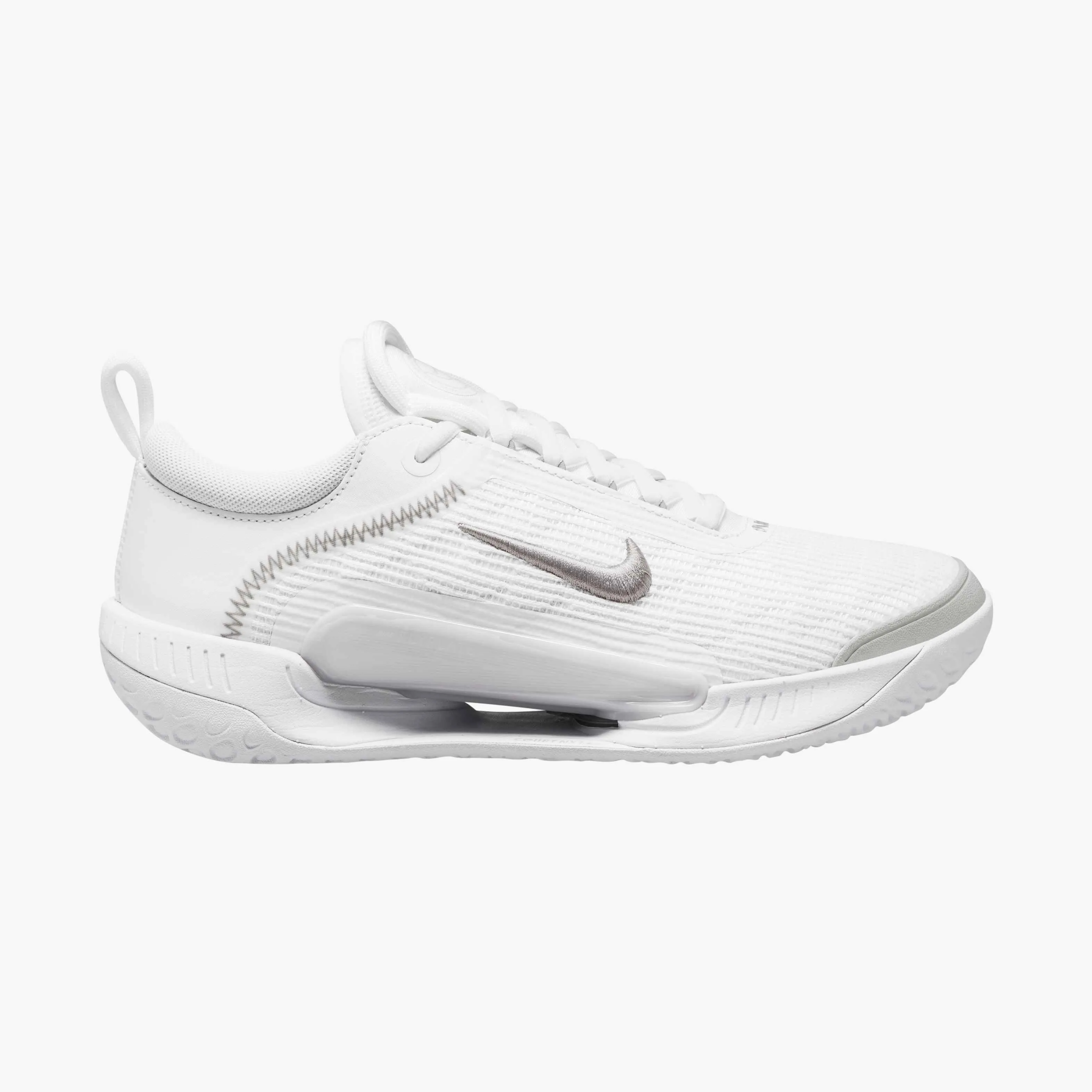Saucony Asics Running Shoes Nike Women's Zoom Court NXT Tennis Shoes in White/Metallic Silver-Grey Fog