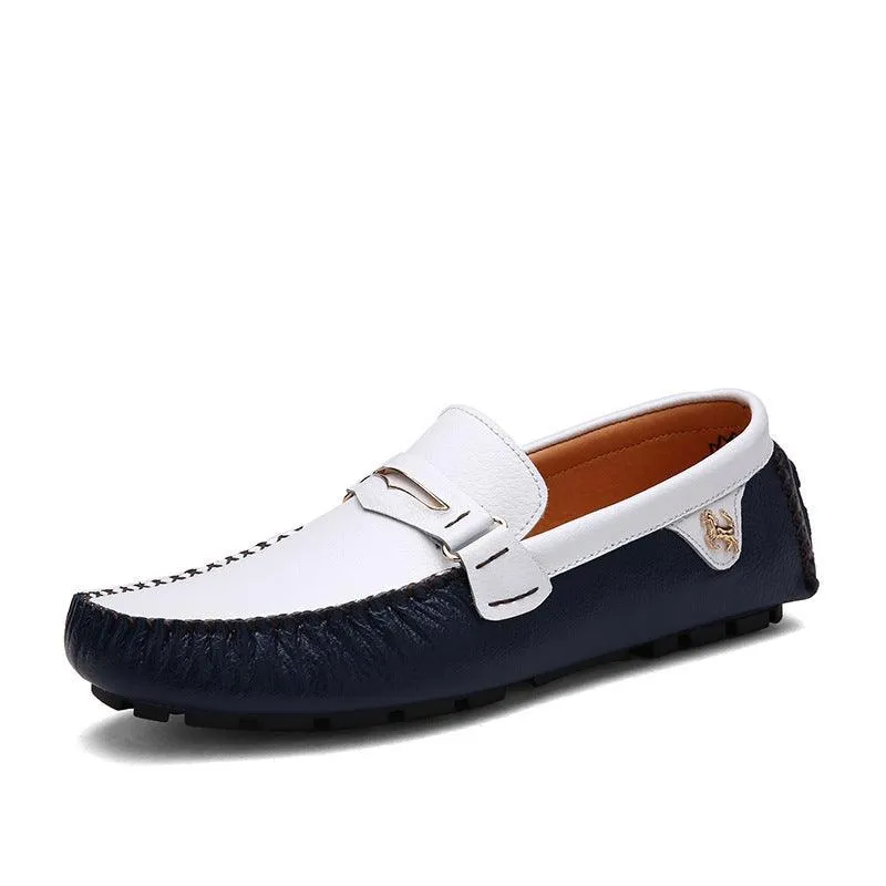 Casual Shoes For Supination Solid Color Peas Shoes Men Casual Leather Shoes
