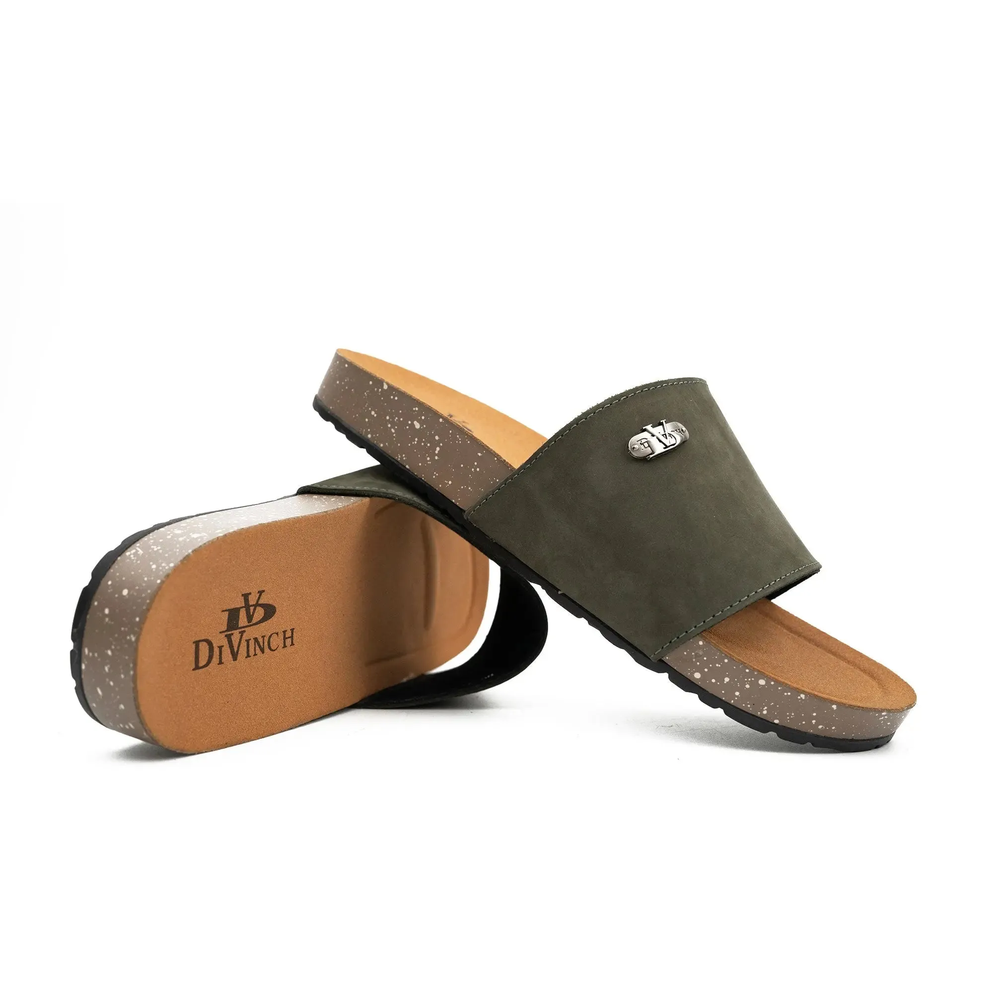 Olive Green Single - Strap Slides Sandals And Dresses
