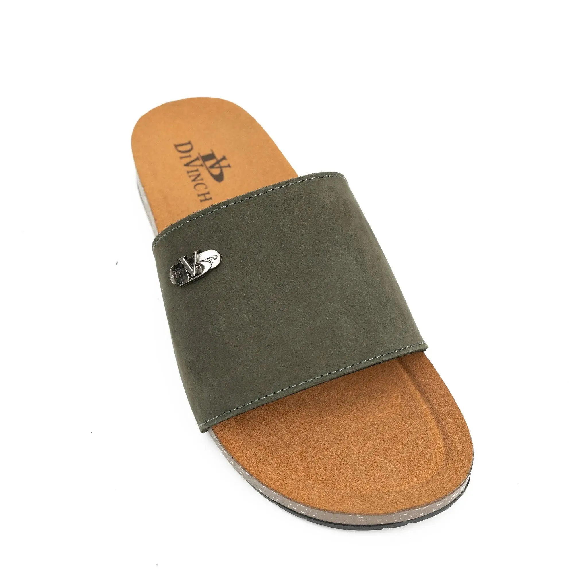 Sandals With Over The Water Bungalows Olive Green Single - Strap Slides