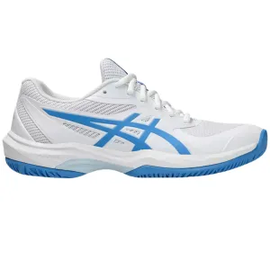 Asics Indoor Court Shoes Asics Game FF Womens Shoes - White/Blue Coast
