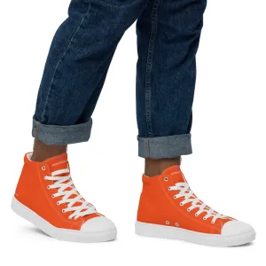 Comfortable Ski Boots Orange Solid Color Men's Sneakers, Modern Minimalist Best Solid Color Canvas High Top Shoes For Men