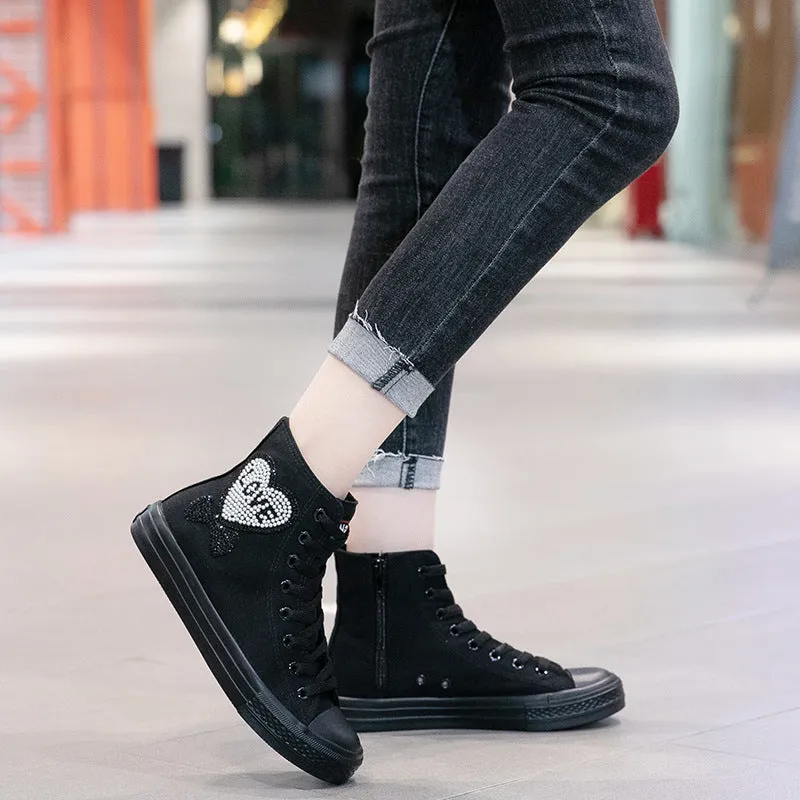 Best Casual Hiking Shoes Owlkay Casual Sparkling High Top Canvas Shoes