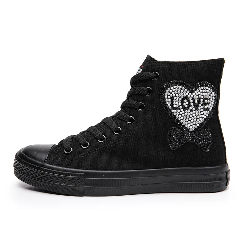 Wide Fitting Casual Shoes Owlkay Casual Sparkling High Top Canvas Shoes