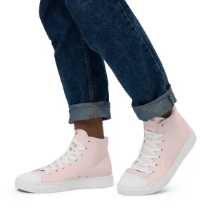 Pale Pink Men's Sneakers, Solid Color Modern Minimalist Canvas Fashion Tennis Shoes For Men Holographic Knee High Space Boots