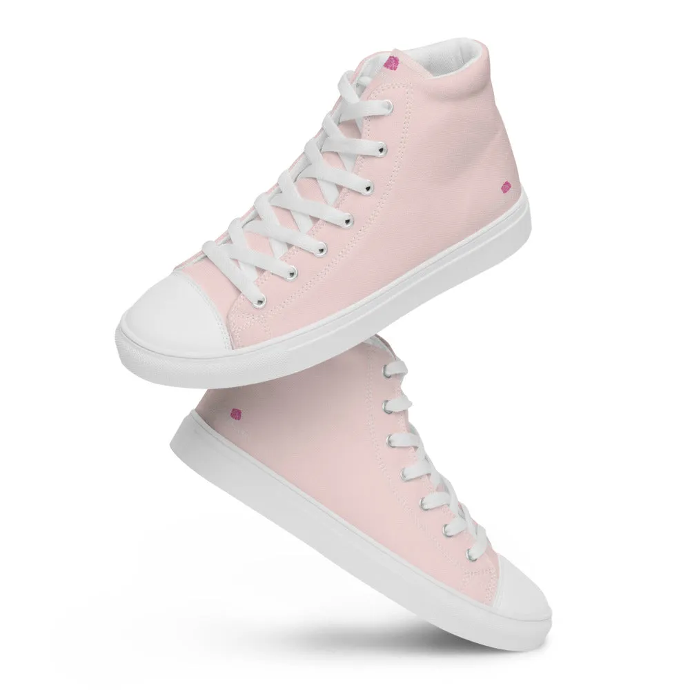 Pale Pink Men's Sneakers, Solid Color Modern Minimalist Canvas Fashion Tennis Shoes For Men Extra Wide Snow Boots
