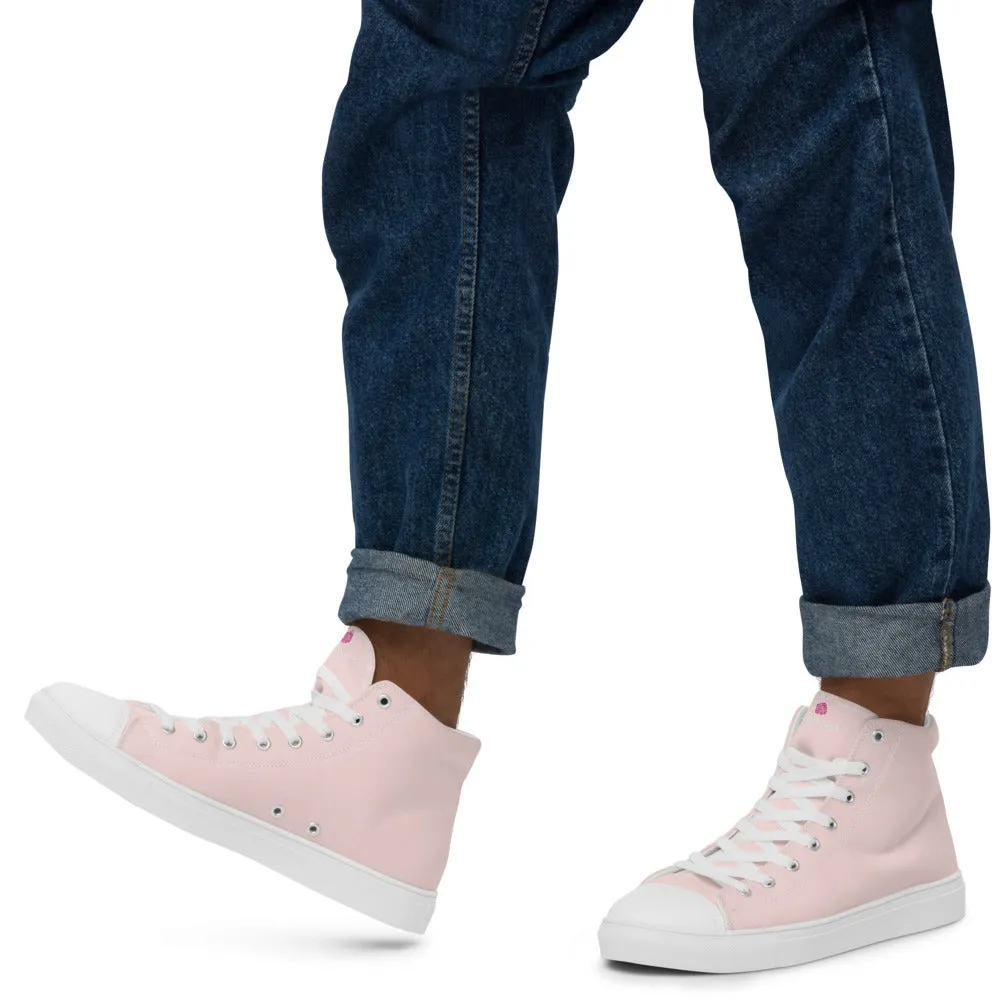 Pale Pink Men's Sneakers, Solid Color Modern Minimalist Canvas Fashion Tennis Shoes For Men Ankle Boots With Skirts