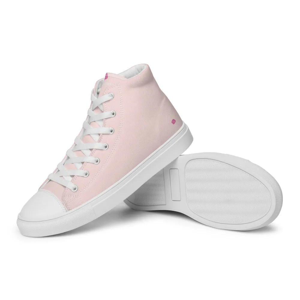 Pale Pink Men's Sneakers, Solid Color Modern Minimalist Canvas Fashion Tennis Shoes For Men Square Toe Heeled Boots