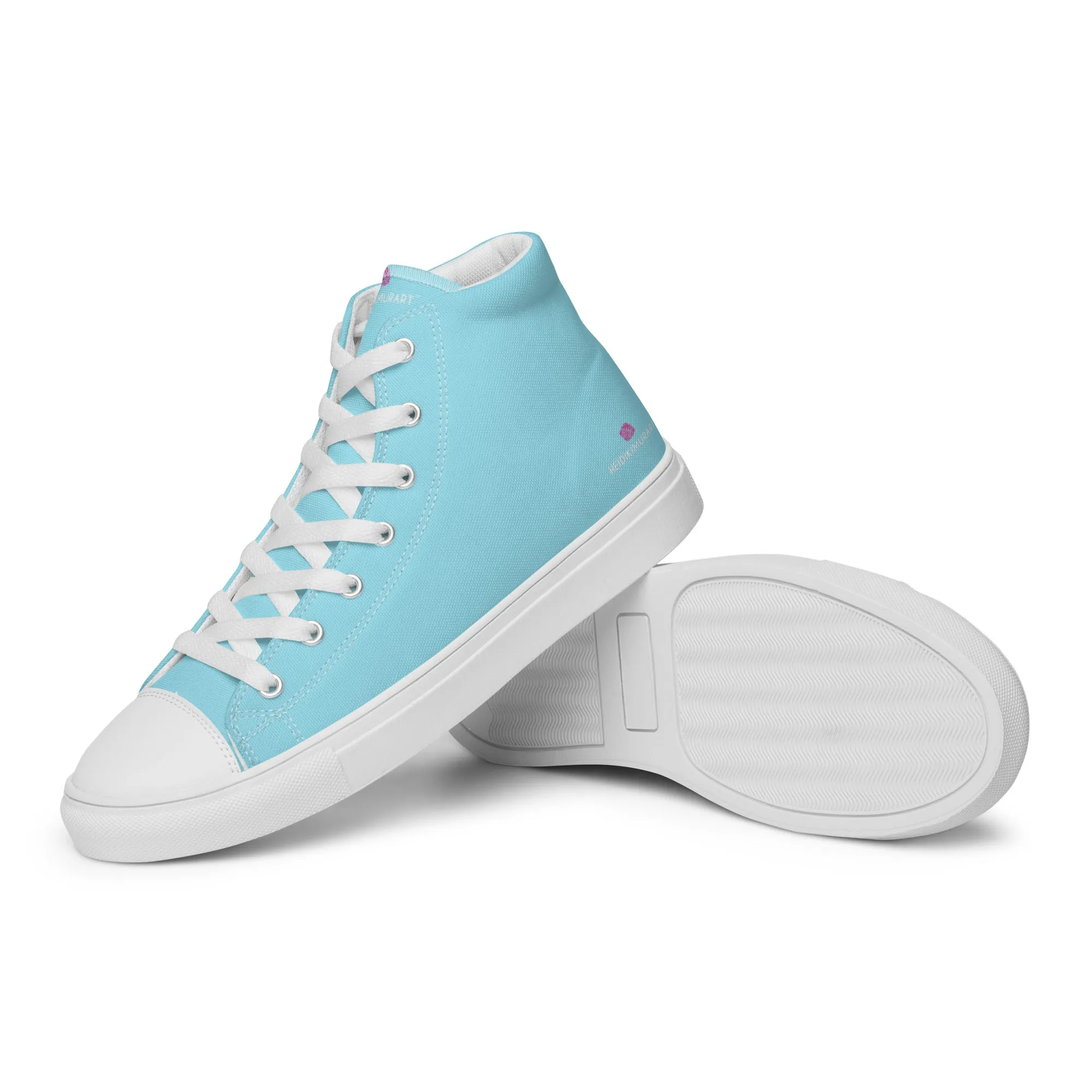 Pastel Blue Men's High Tops, Solid Color Mens high top canvas shoes Smokey Mountain Boots