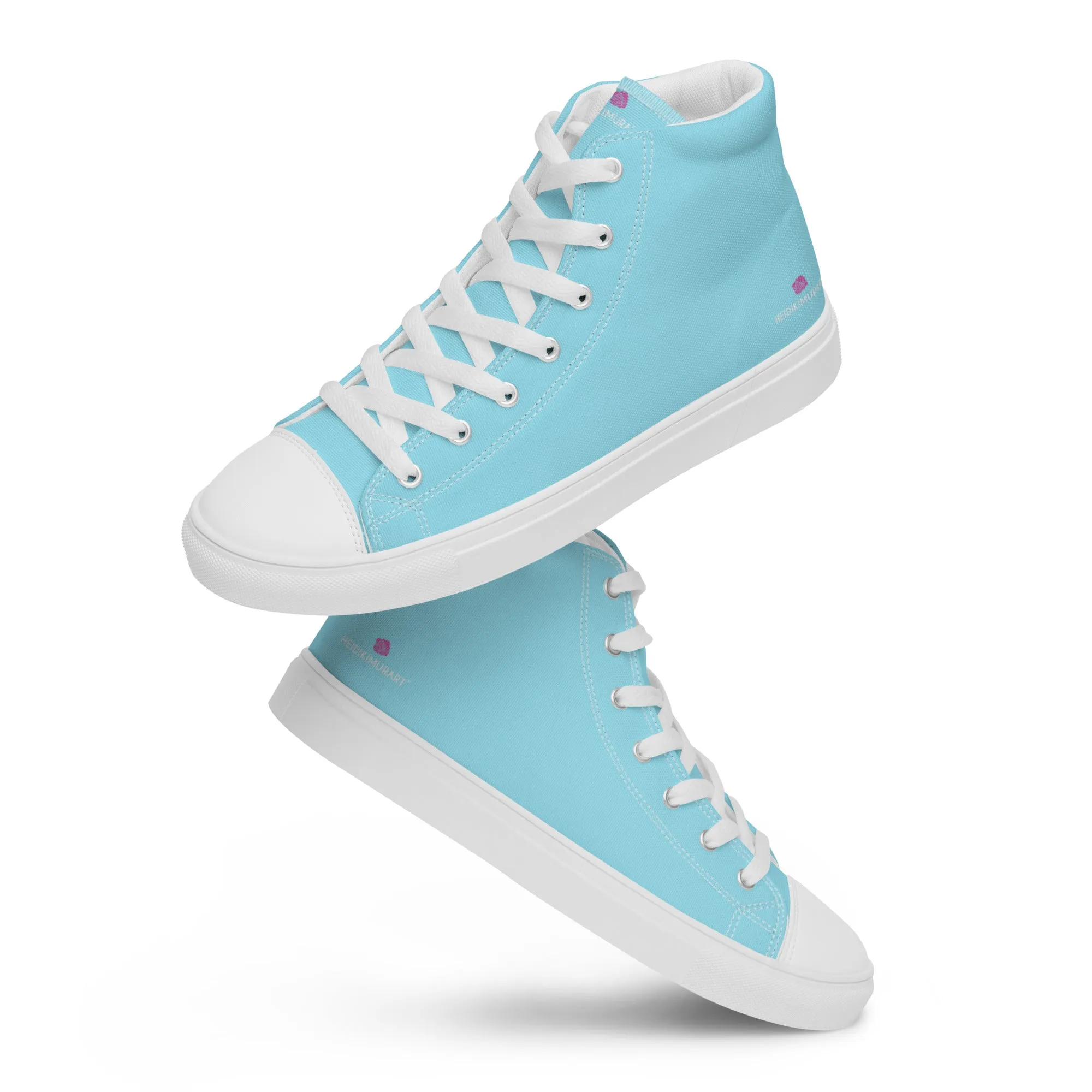 Hh Boots Pastel Blue Men's High Tops, Solid Color Mens high top canvas shoes
