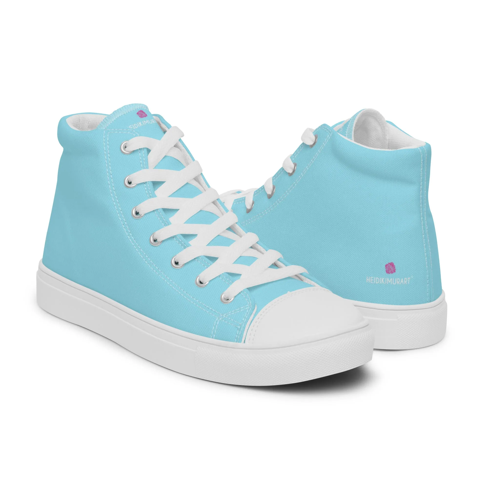 Supertech Boots Pastel Blue Men's High Tops, Solid Color Mens high top canvas shoes