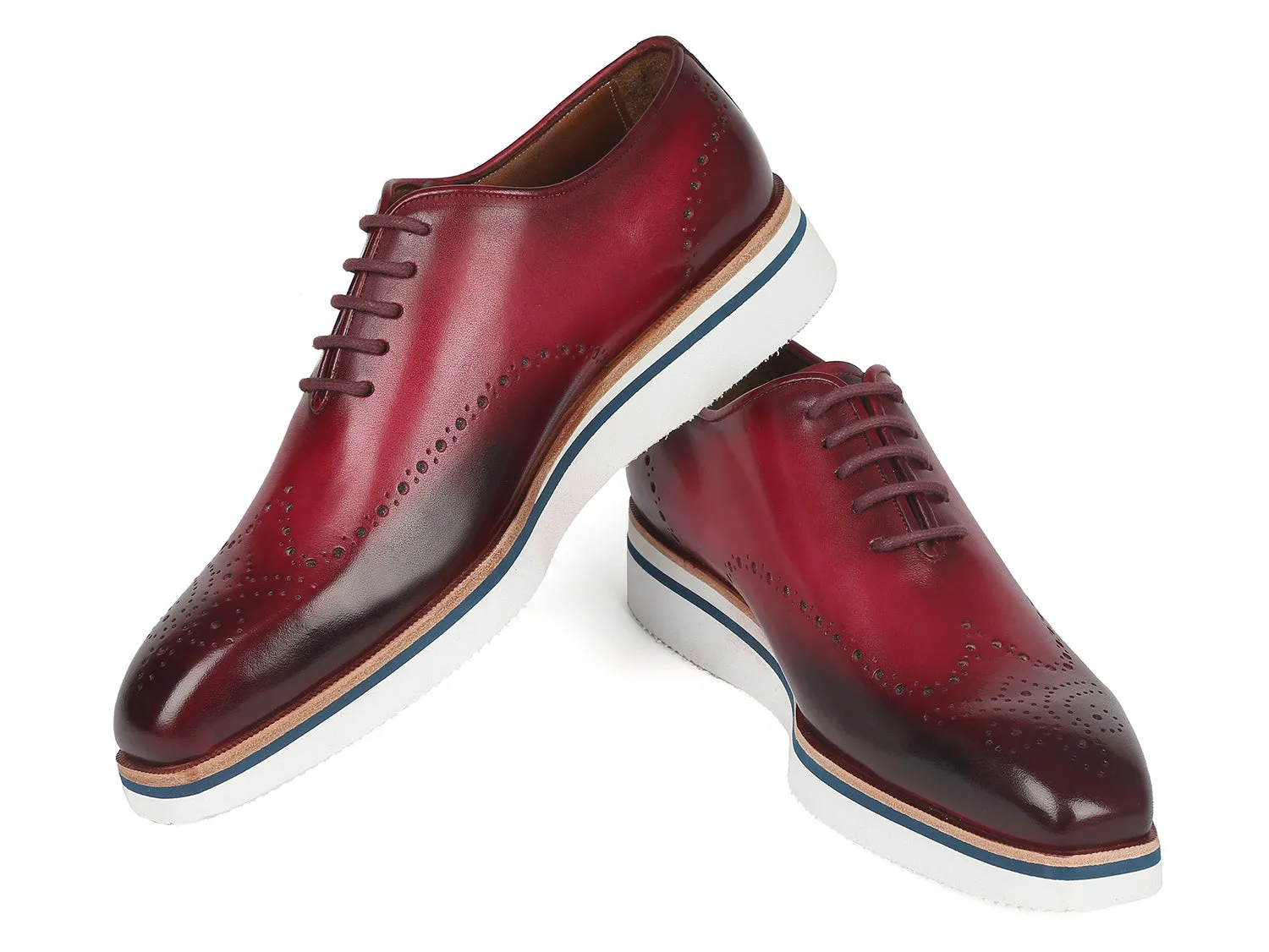 Running And Casual Shoes Paul Parkman Men's Smart Casual Wingtip Oxfords Bordeaux (ID#188-BRD)