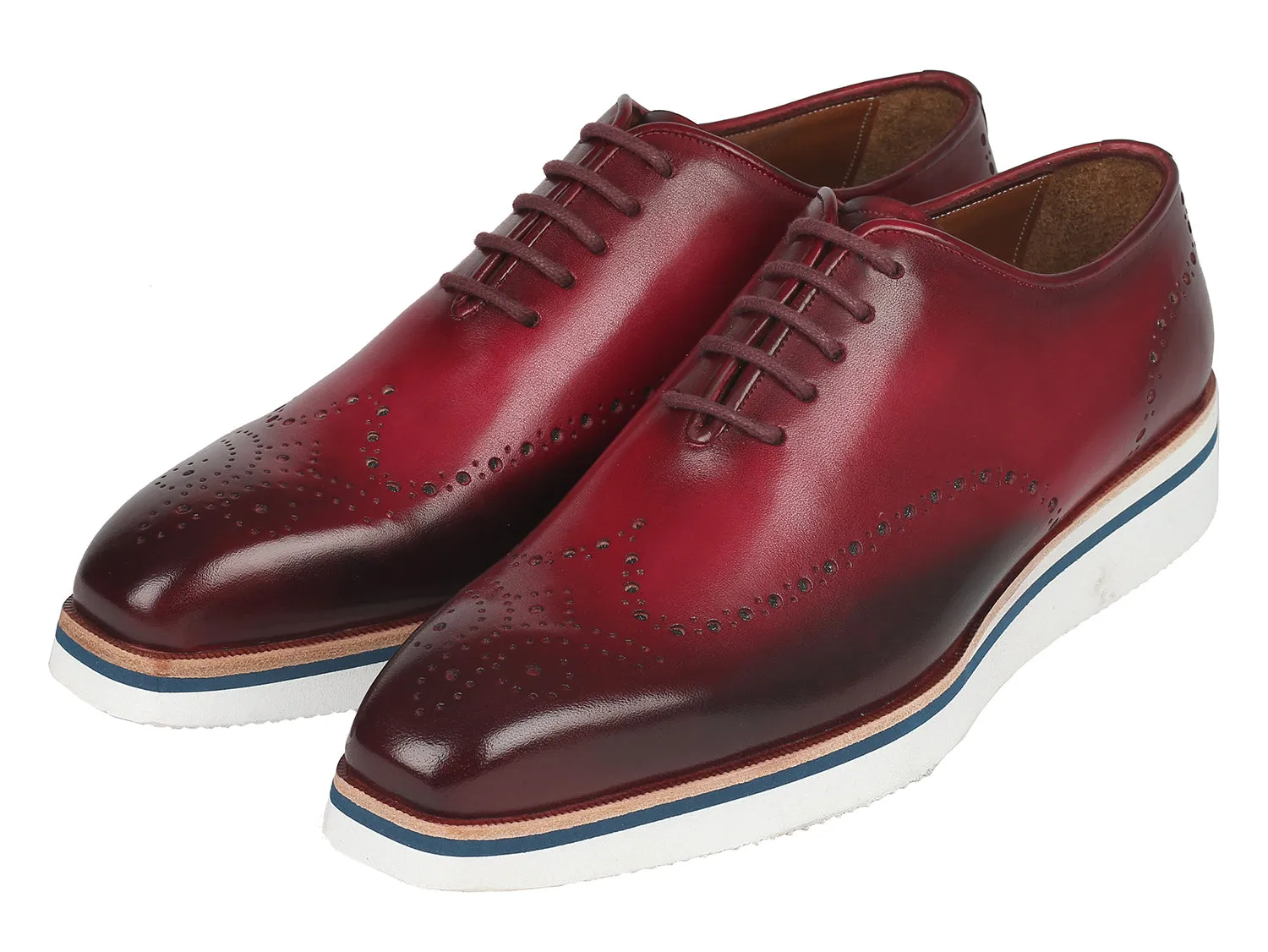 Casual Skate Shoe Paul Parkman Men's Smart Casual Wingtip Oxfords Bordeaux (ID#188-BRD)