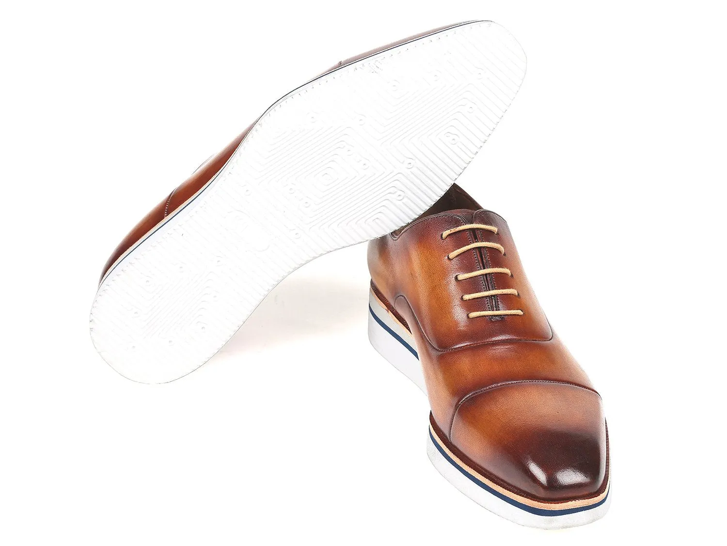 Mercurial Casual Shoes Paul Parkman Smart Casual Oxfords Brown & Camel Leather - 185-BRW-LTH