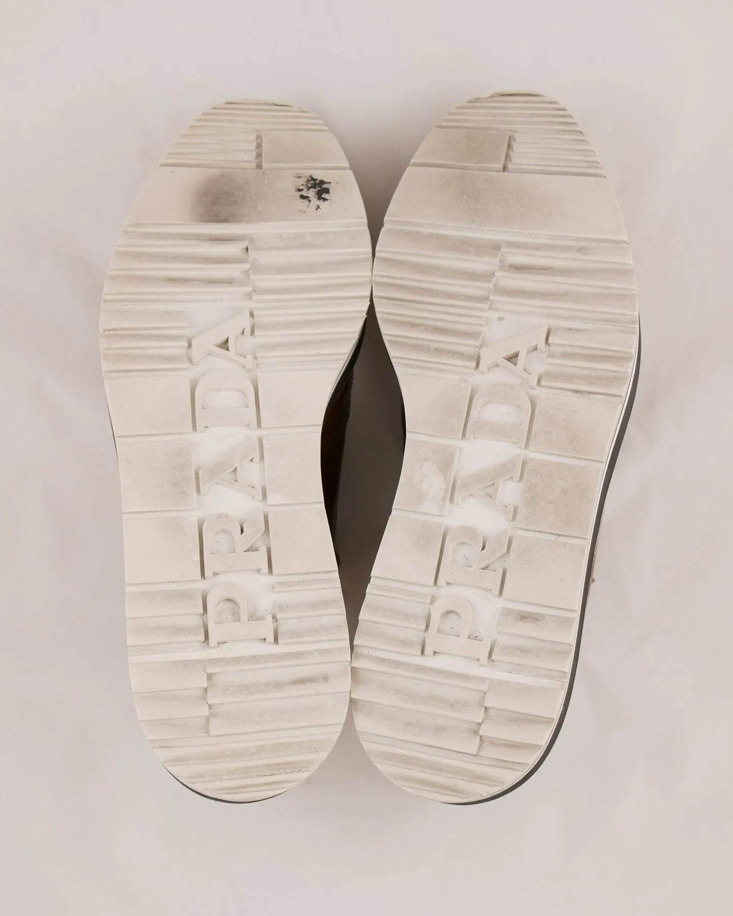 Prada Leather Wingtip Platform Shoes Canvas Ballet Shoes