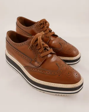 Close Shoes Prada Leather Wingtip Platform Shoes