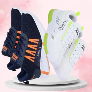 Casual Night Out Shoes Sports Shoes For Men (Pack Of 2) (White & Blue)