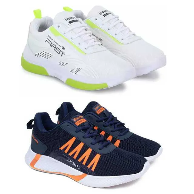 Sports Shoes For Men (Pack Of 2) (White & Blue) X_plr Casual Shoes