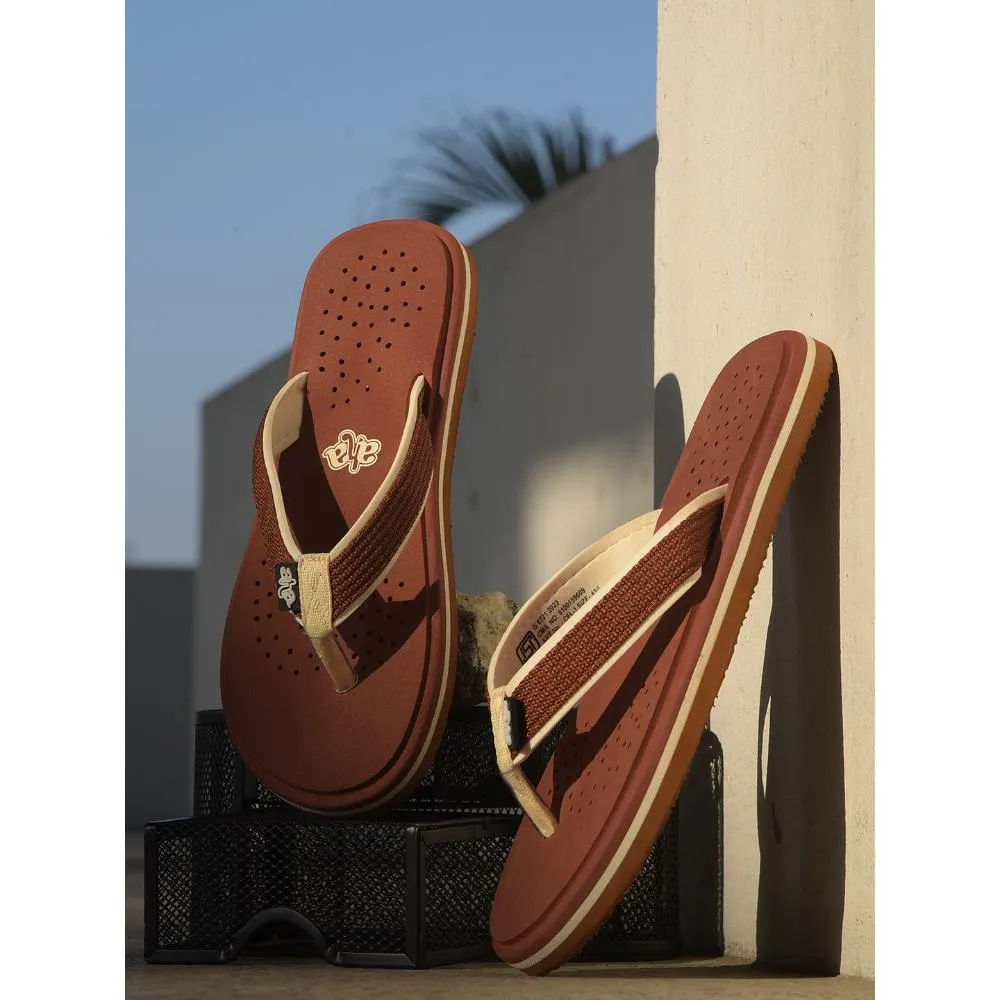 Reggae Slim Sandals A-HA Casual Brown Flip Flop For Men CFL-1 By Liberty