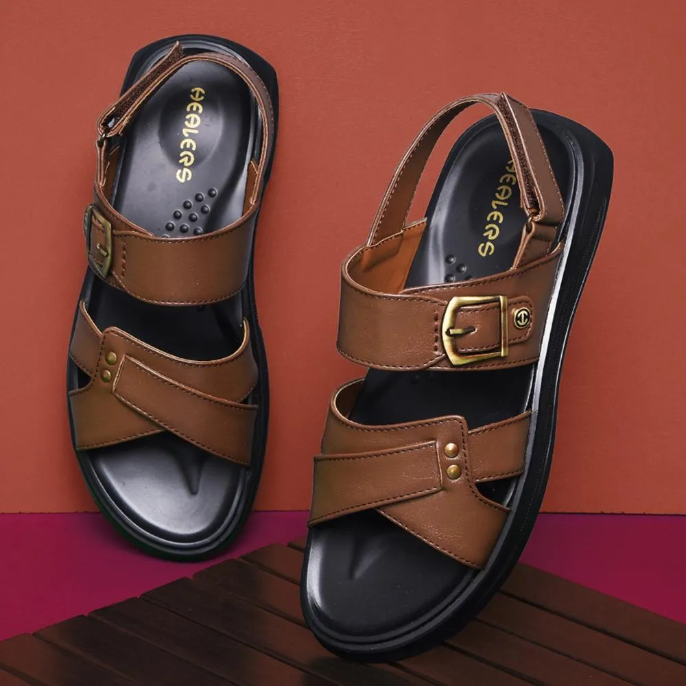 Soft Bed Sandals Coolers By Liberty WILFRED-1 Mens Tan Formal Sandal