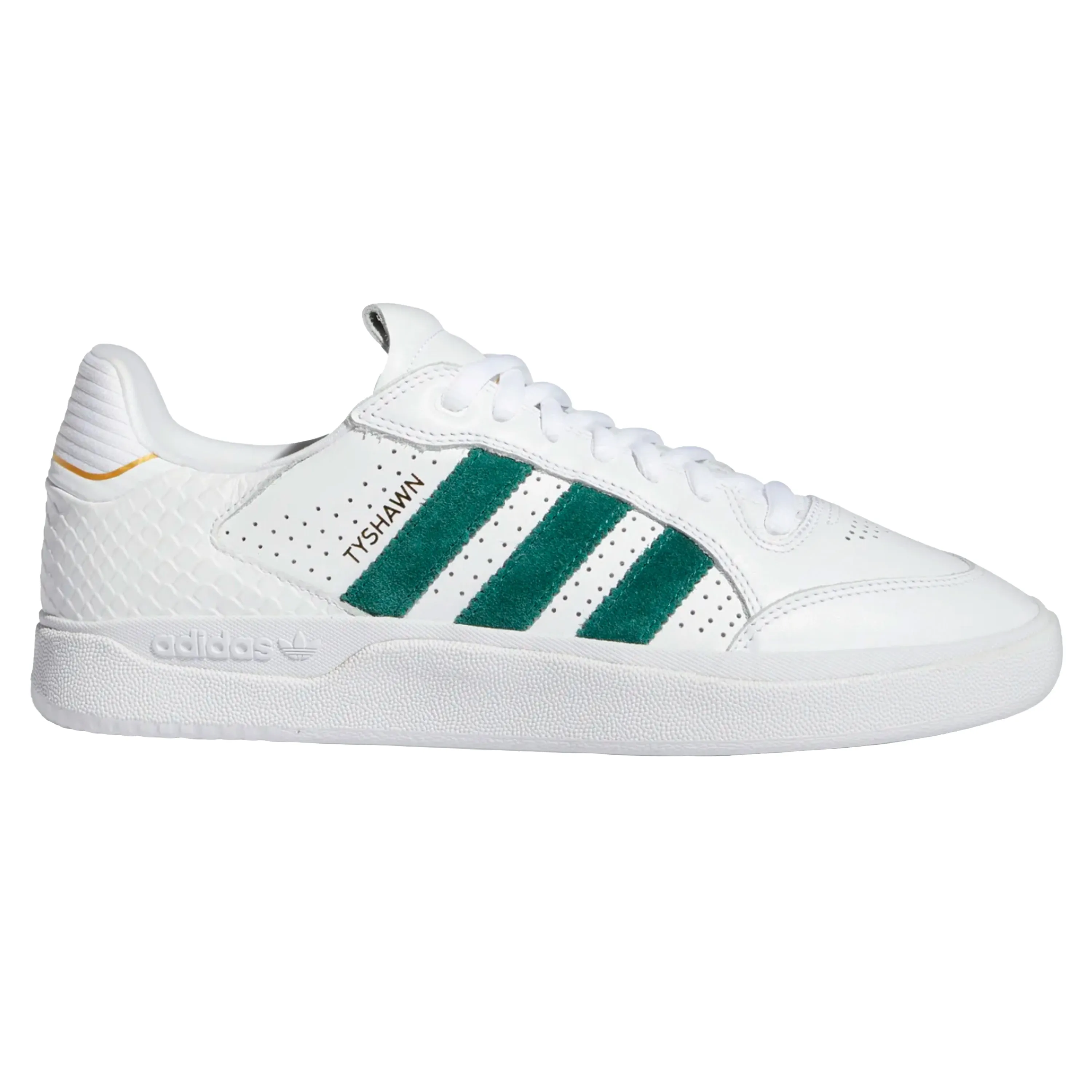 ADIDAS TYSHAWN LOW FLAT WHITE / COLLEGIATE GREEN / METALLIC GOLD Adidas Shoes Uk