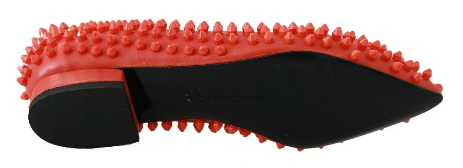 Flat Feet Wide Shoes Philipp Plein Vibrant Orange Pointed Leather Flats